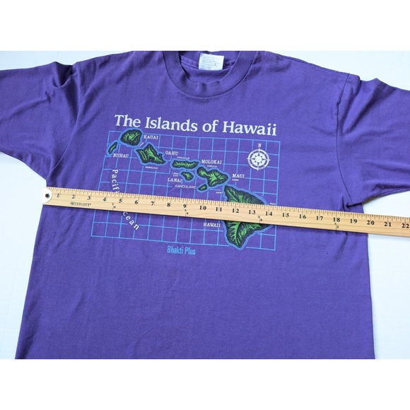 Vintage The Islands of Hawaii Shirt Mens Large Purple 90s Hanes - Picture 4 of 6